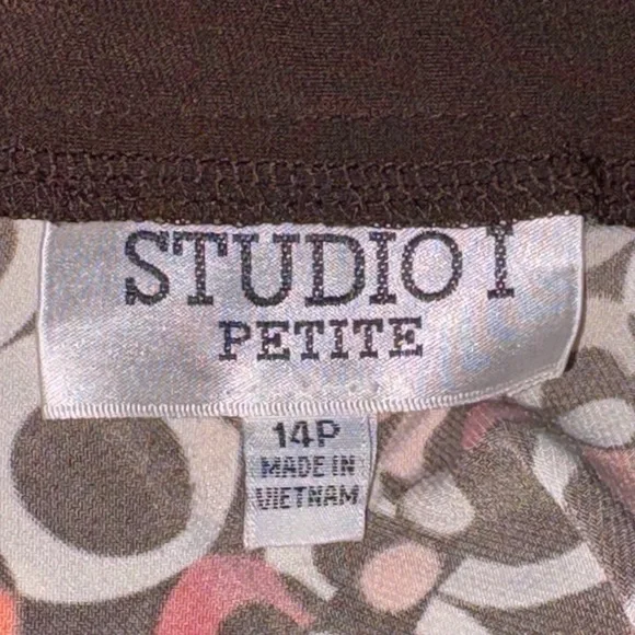 Women’s~STUDIO 1 Petite~Pink & Brown~Geometric Dress~SIZE 14P~EUC~SKU029 - Picture 9 of 12